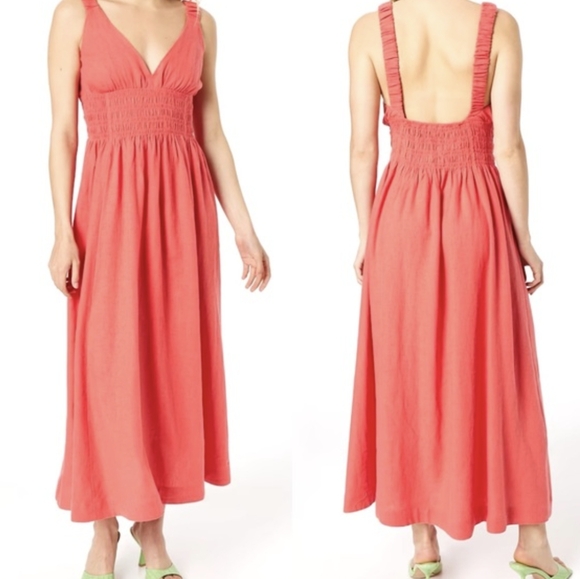 🍋✨ ♥️buy Now Only Abercrombie pink linen midi dress size M - Picture 1 of 8